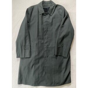 Vintage Brent Mens Large Overcoat Grey Glen Check Zip Out Faux Fur Lining Trench